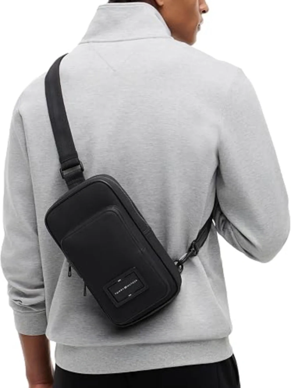 NWT Tommy Hilfiger Men's Black Foundation Crossbody Sling Bag